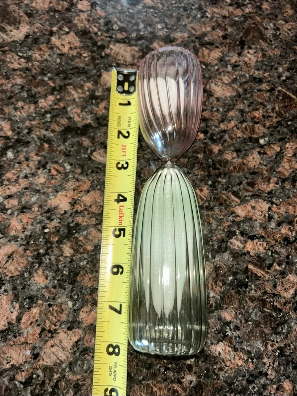 Hourglass Beveled Glass Sand Timer Subtle Pink Green Home Dining Decor Timer
